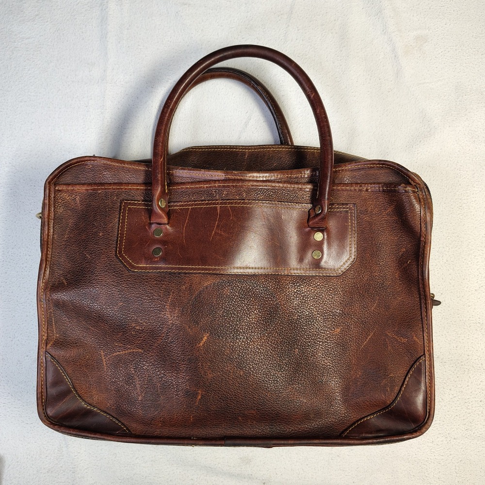 Vintage ORVIS Bullhide Leather Briefcase Brown Patina Gokey Heritage Bag USA